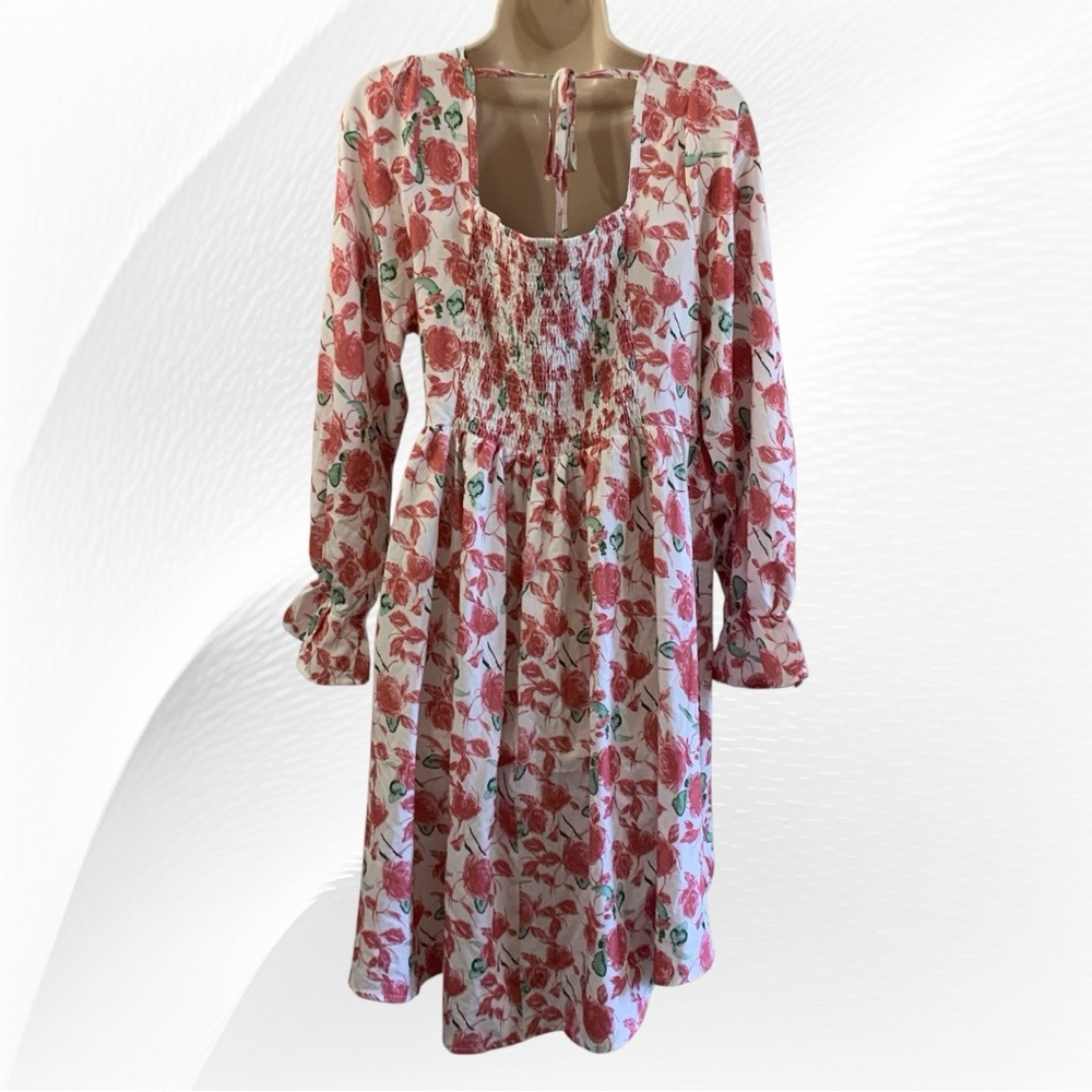 Shein Curve Gorgeous Rose Printed Dress  Size 1X - Picture 5 of 6